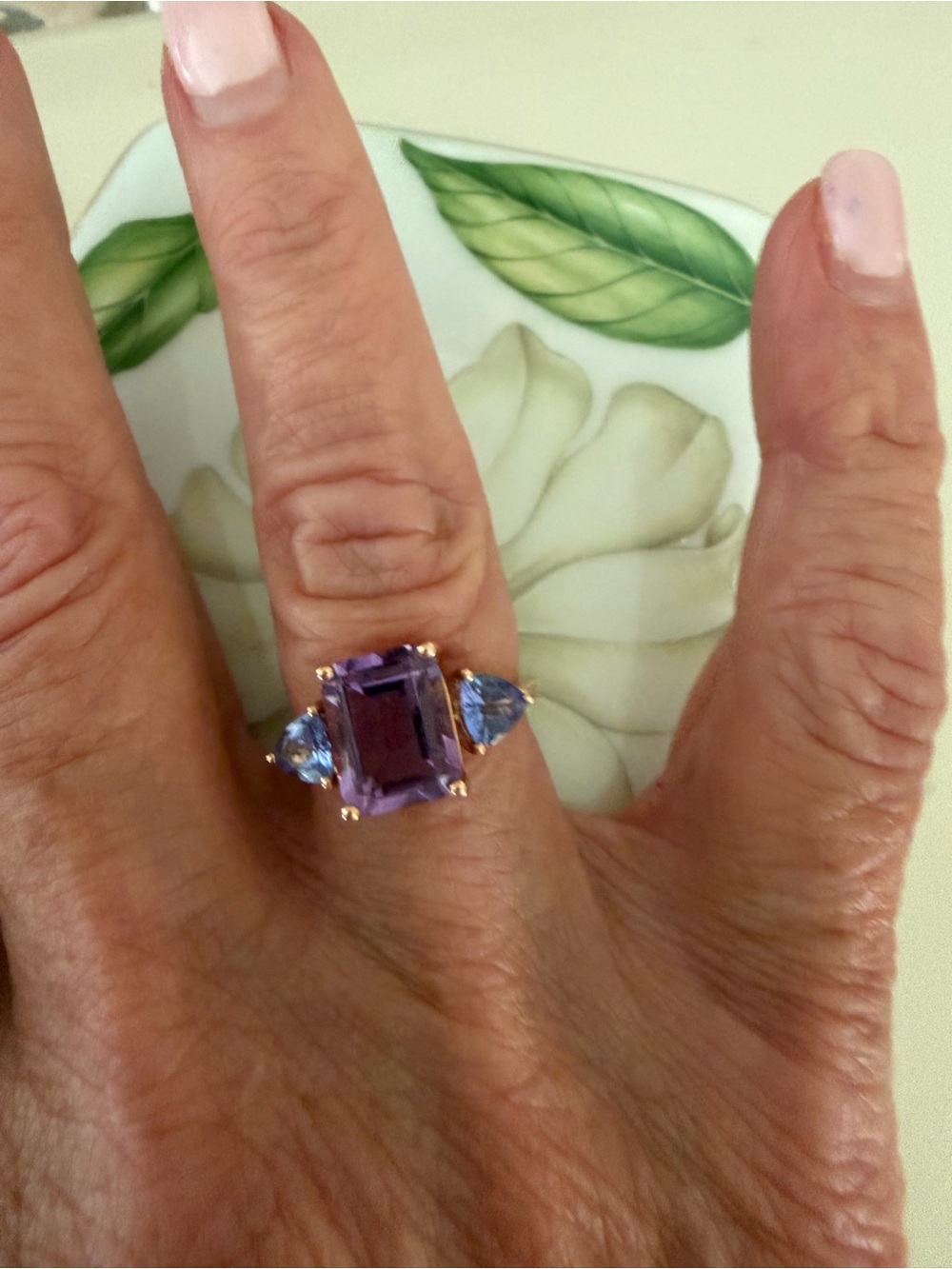Bloomingdale's Rose Gold Ring with Purple Gemstones
